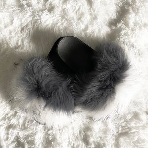 White and Gray Fur Slides